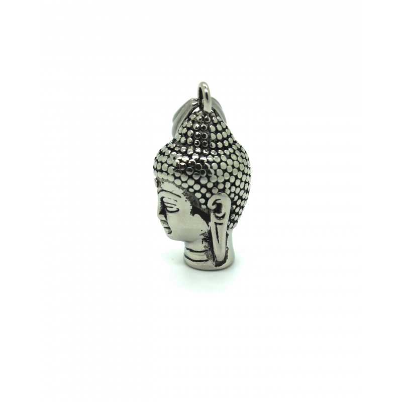 Pendentif Tête de Bouddha Acier Couleur Argent