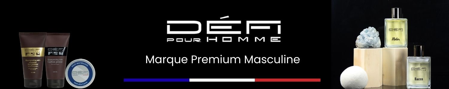 Defi pour Homme : Marque fran&ccedil;aise de cosm&eacute;tiques professionnels destin&eacute;s aux hommes pour le soin des cheveux, du corps et du visage.