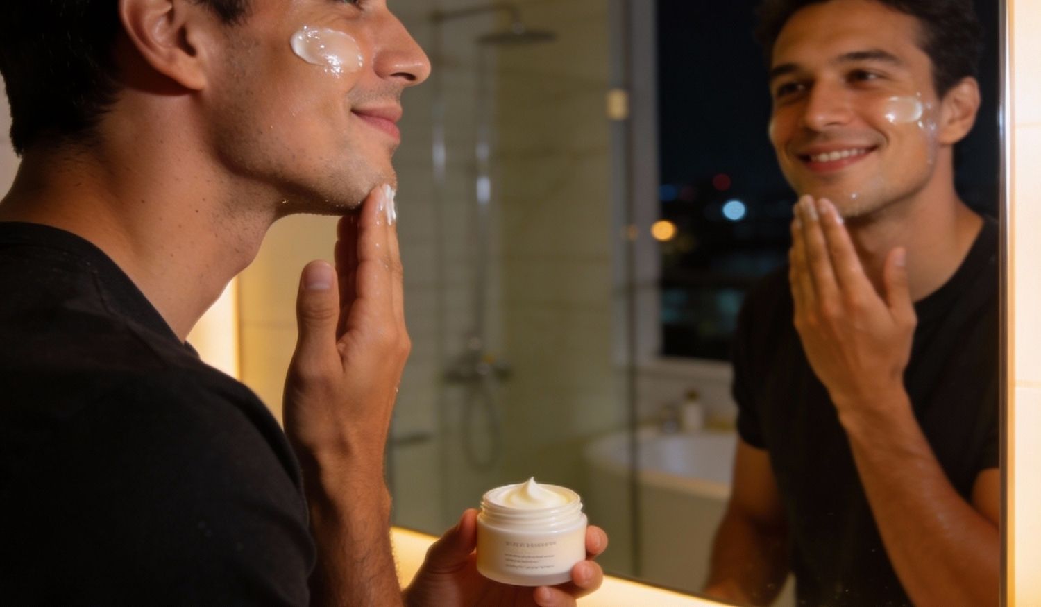 Routine anti-fatigue homme visage rafraîchi énergisé crème visage